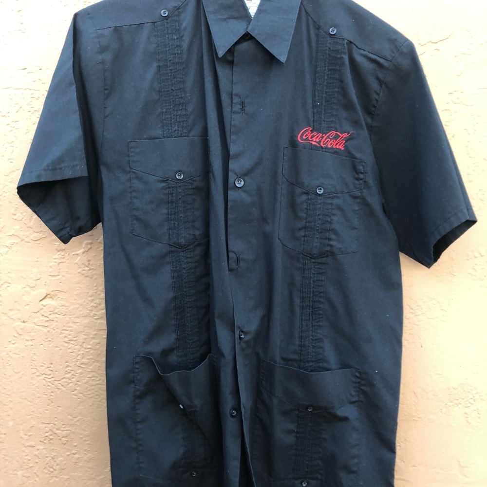 Coca Cola Shirt Guayabera New - Black or White - size M